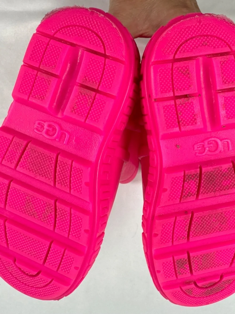 Pink UGG Rubber Rain Boots for Little Girls, Size 6, Embossed Logo, Round Toe